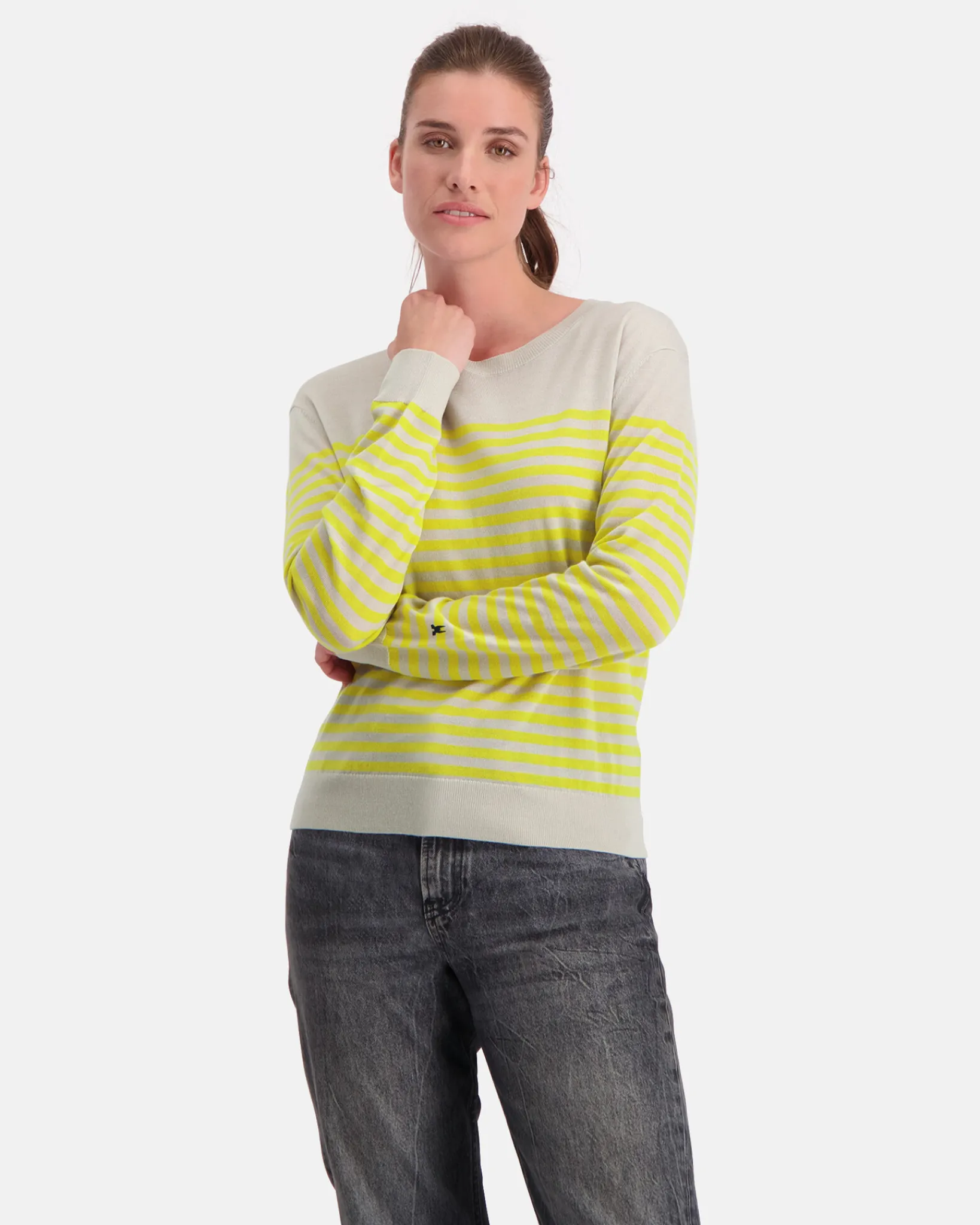 Hot Luxueuze 100% Merino Smerlada Gestreepte Blouse Dames Truien En Sweaters